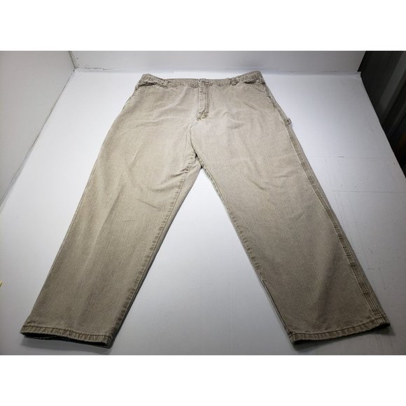 Vintage Wrangler Mens Carpenter Jeans Utility Denim Brown Light Wash Size 42x30 - Picture 1 of 7